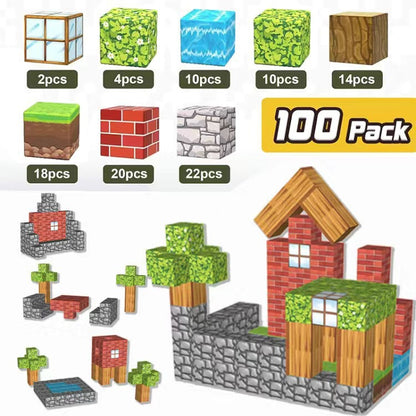 大人気！クラフトキューブ™ フォレスト｜マグネットブロック 75/100ピース